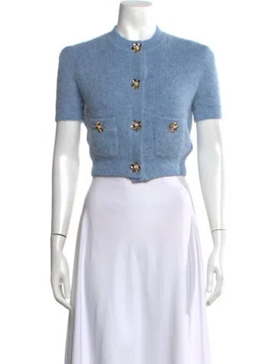 Pre-owned Self-portrait Alpaca Crew Neck Sweater In Blue