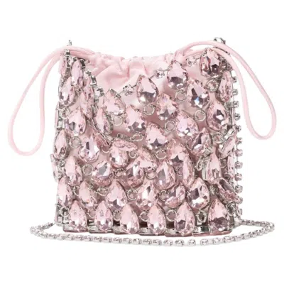 Pre-owned Self-portrait Crystal-embellished Metallic Knit Mini Bag � Pink