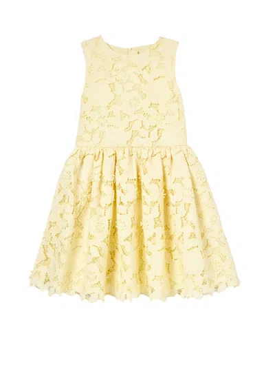 Self-portrait Girls Sleeveless Lace Mini Dress In Yellow