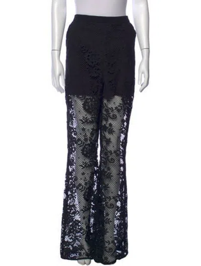 Pre-owned Self-portrait Lace Wide Leg Pants In Black