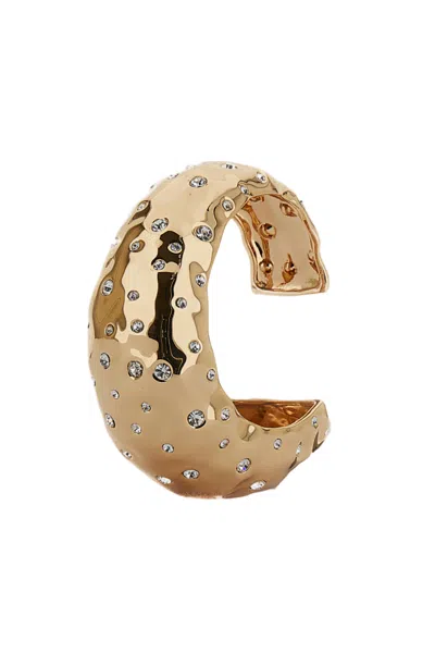 Self-portrait Mottled Gold Crystal Brass Bracelet In Multi