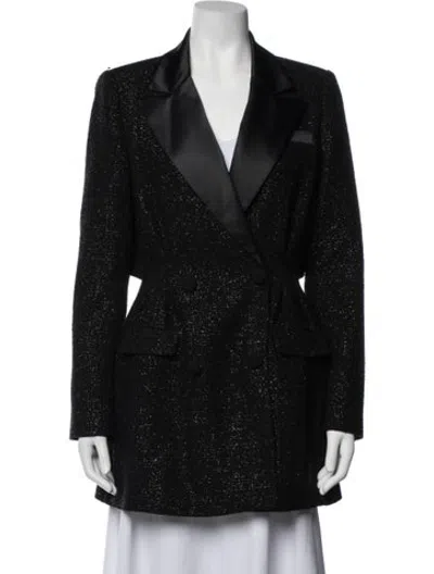 Pre-owned Self-portrait Tweed Pattern Coat In Black/metallic