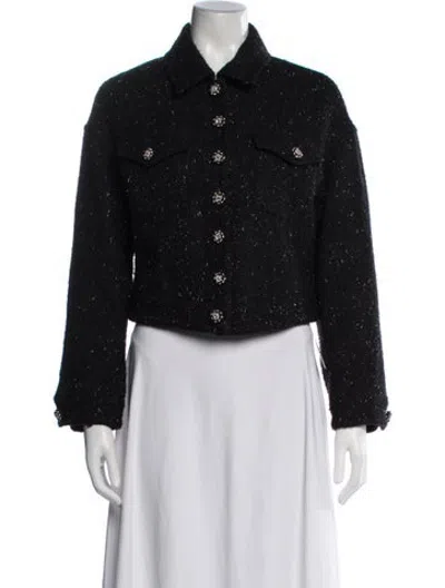 Pre-owned Self-portrait Tweed Pattern Jacket In Black