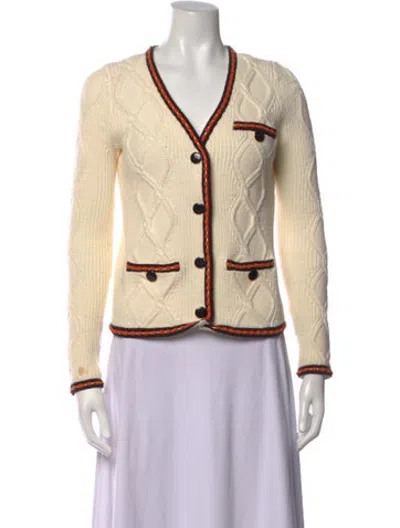 Pre-owned Self-portrait V-neck Sweater In Neutrals
