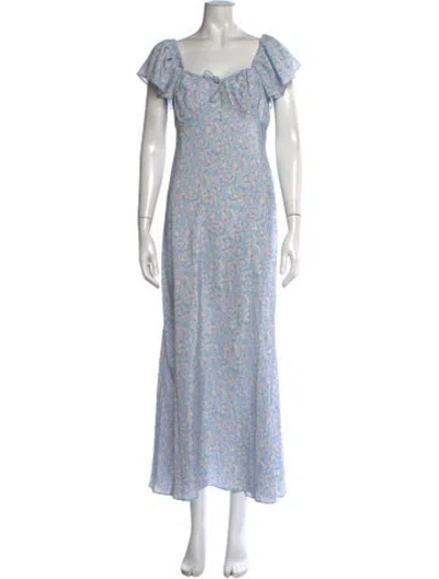 Pre-owned Selkie Silk Long Dress In Blue