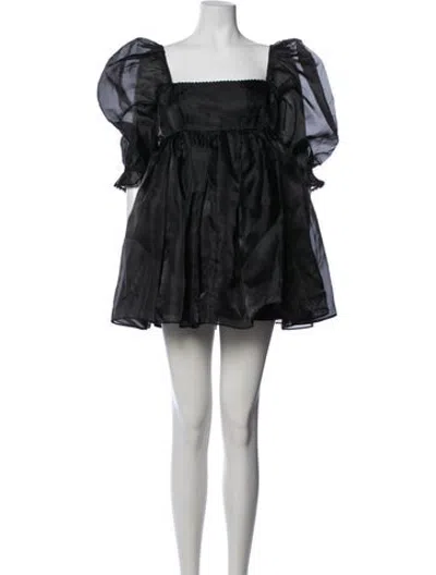 Pre-owned Selkie Square Neckline Mini Dress In Black