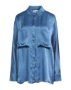 Semicouture Woman Shirt Pastel Blue Size 6 Acetate, Silk