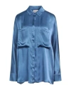Semicouture Woman Shirt Pastel Blue Size 8 Acetate, Silk
