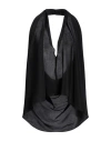Semicouture Woman Top Black Size 10 Acetate, Silk