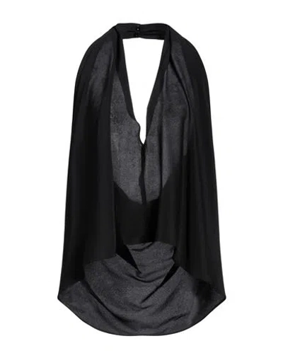 Semicouture Woman Top Black Size 10 Acetate, Silk