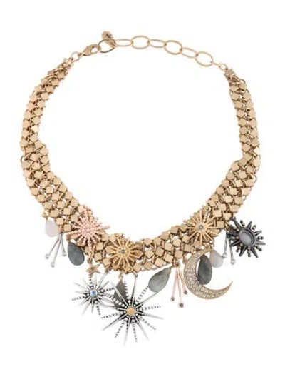 Pre-owned Sequin Celestial Statement Collar Necklace, 16" In Multicolor