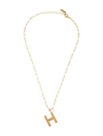 Pre-owned Sequin Crystal 'h' Pendant Necklace, 19" In Multicolor
