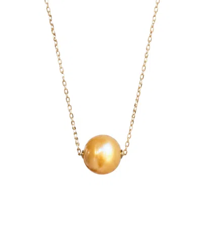 Seree Women's Sol 14mm Golden South Sea 14k Gold Solitaire Pearl Necklace