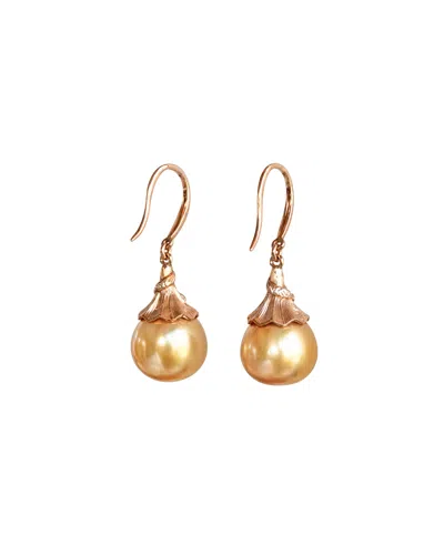 Seree Women's Tulip 12mm Golden South Sea 18k Rose Gold Pearl Earrings