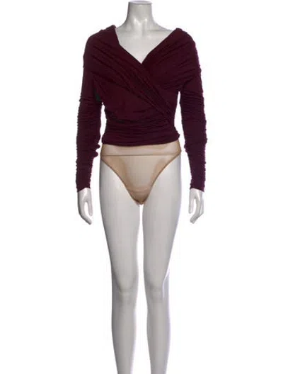 Pre-owned Sergio Hudson Bamboo V-neck Bodysuit In Multicolor