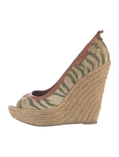 Pre-owned Sergio Rossi Canvas Animal Print Espadrilles In Neutrals