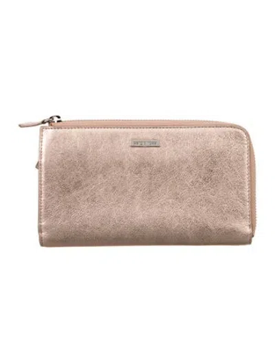 Pre-owned Sergio Rossi Leather Continental Wallet In Metallic/pink
