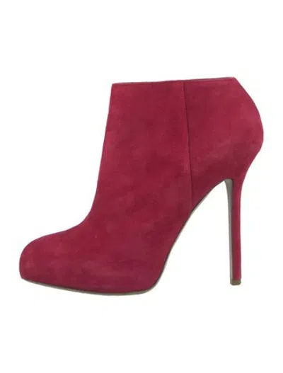 Pre-owned Sergio Rossi Suede Boots In Burgundy