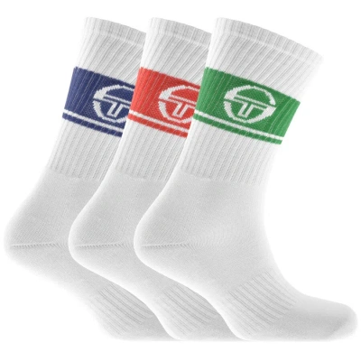 Sergio Tacchini Three Pack Logo Socks White