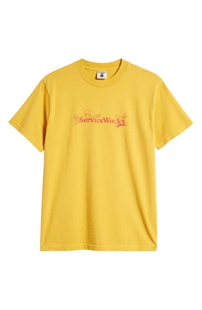 Service Works Chase Cotton Graphic T-shirt In Gold