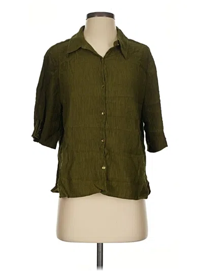 Pre-owned Sessun 3/4 Sleeve Button Down Shirt In Green