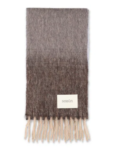 Sessun Fringed Alpaca Blend Scarf In Brown