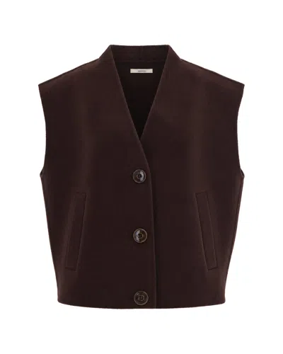 Sessun Sleeveless Button-front Tailored Vest In Espresso