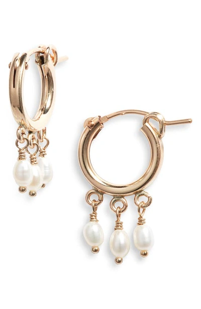 Set & Stones Hazel Freshwater Pearl Hoop Earrings In Gold