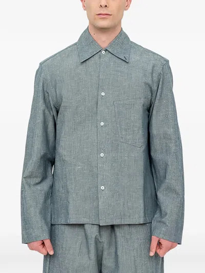 Setchu Long-sleeve Chambray Shirt In Gray