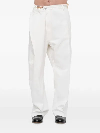 Setchu Wrong Size Asymmetric Wide-leg Trousers In White