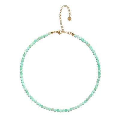 Seven Saints Chrysoprase Choker Necklace For Higher Truth & Uplifting Clarity In Gold