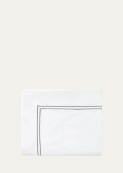 Sferra Grande Hotel Full/queen Flat Sheet In White/silver