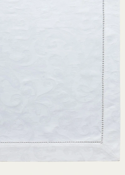 Sferra Acanthus Jacquard Tablecloth, 70" X 108" In White