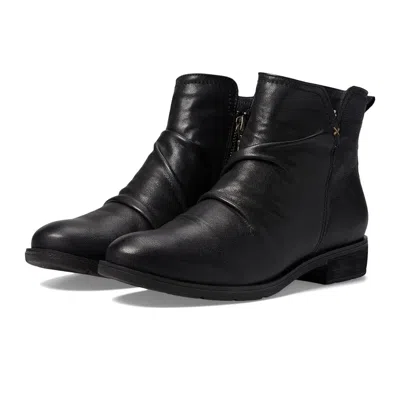 Söfft Beckie Boots Womens Black Leather Side Zip Ruched Ankle Bootie Htat1199