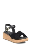 Söfft Farah Basketweave Platform Sandal In Black Suede