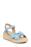 Söfft Farah Basketweave Platform Sandal In Teal Suede