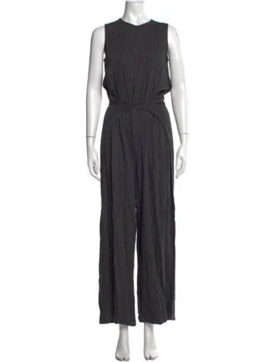 Pre-owned Shaina Mote Striped V-neck Jumpsuit In Multicolor