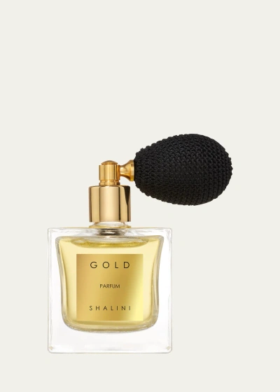 Shalini Parfum Gold Parfum Cubique Glass Flacon With Black Bulb Atomizer, 1.7 Oz. In White