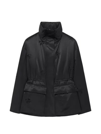 Shanghai Tang Embroidered Padded Parka In Black