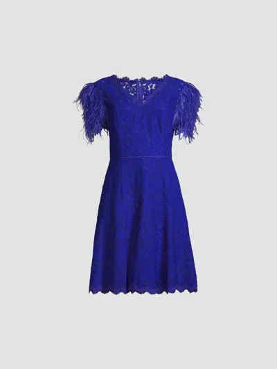 Shani Women's Feathers Lace Minidress In Blue