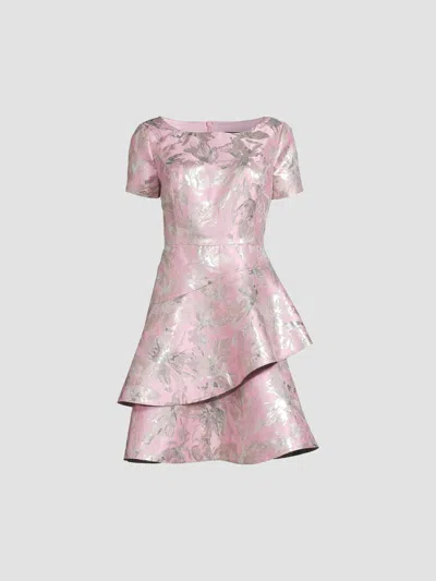 Shani Women's Jacquard Fit & Flare Tiered Dress In Dusty Pink Silver