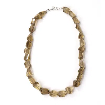 Shar Oke Women's Brown / Silver Brandy Citrine Necklace In Multi