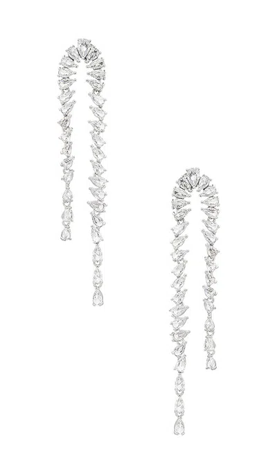 Shashi Pear Diamond Drop Earring In Silver