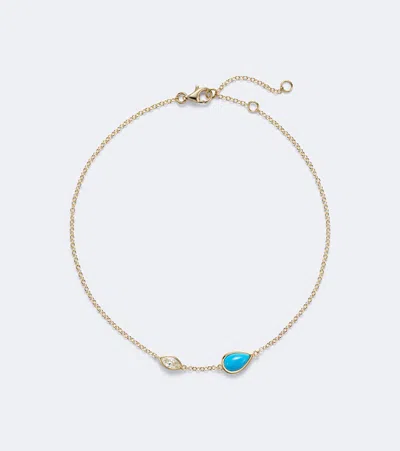 Shay Jewelry Riviera 18kt Gold Anklet With Turquoise And Diamond