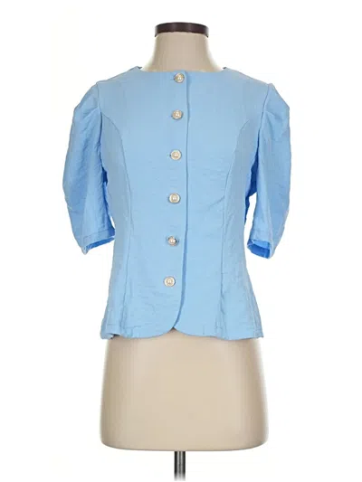 Pre-owned Shein 3/4 Sleeve Button Down Shirt In Blue