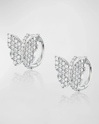 Sheryl Lowe Pave Diamond Butterfly Huggie Earrings In Silver