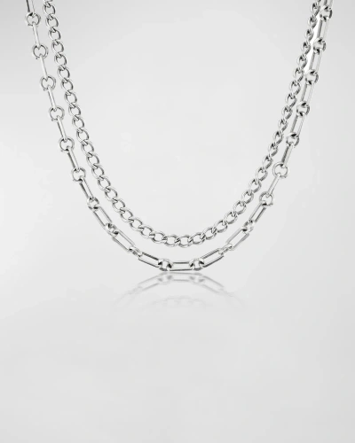Sheryl Lowe Soho And Curb Chain Double Layer Necklace In Silver