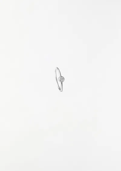 Shihara Platinum One-stone Hoop Earring 01 In Metallic