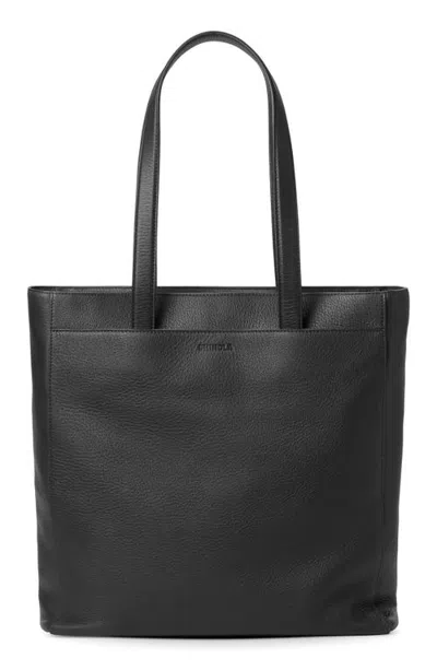Shinola Canfield North-south Pebbled Leather Tote In Black