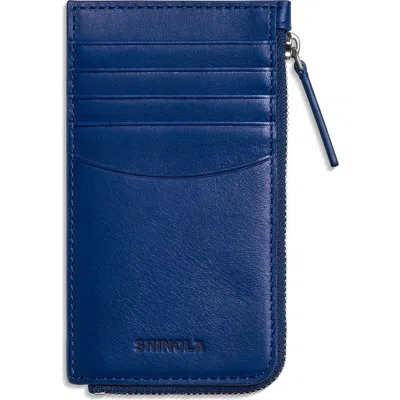Shinola Leather Zip Around Card Case In Blue